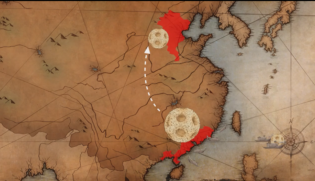 Ill. 7 Kaart, mis näitab pusle pallide valmistamise piirkonda ja nende liikumist 18. sajandi Hiinas ning ka väljapoole Hiinat[kujutis on pärit: https://www.youtube.com/watch?v=UpEKD4fxVS8
